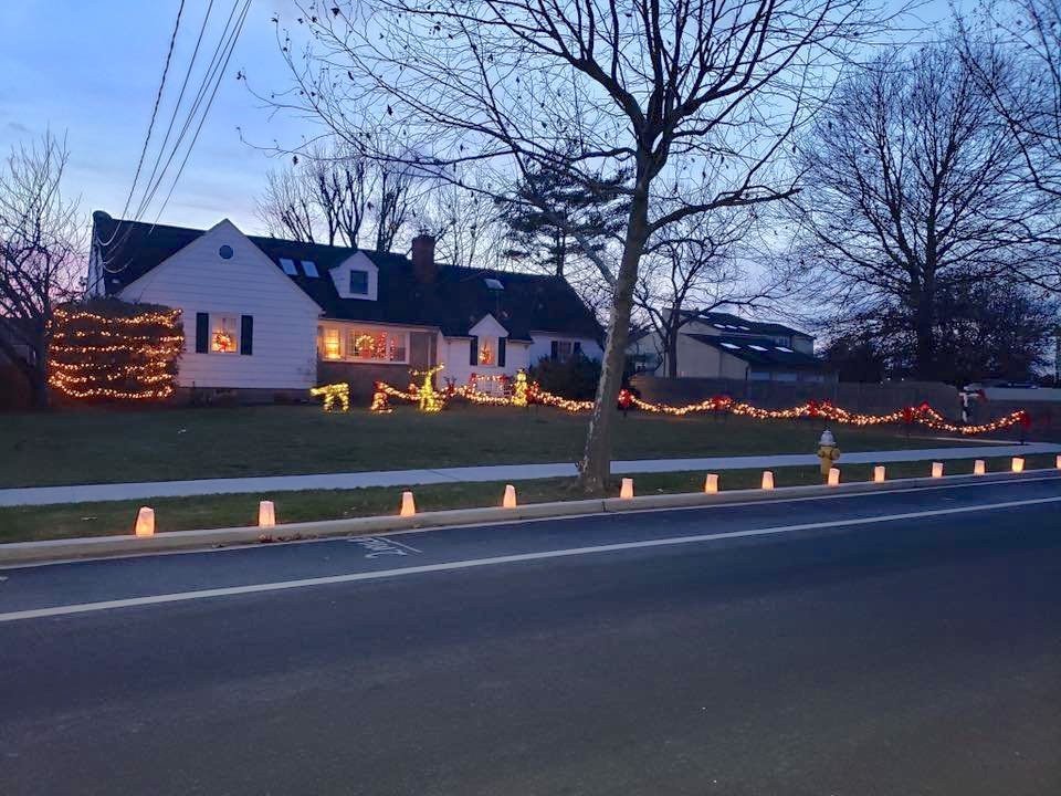 Luminaries line a street in Bay Shore in December 2019. This year’s Bay Shore-Brightwaters event will take place on Dec. 11 at 5 p.m.